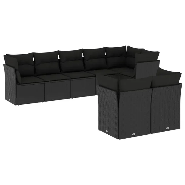 Modułowy zestaw wypoczynkowy z rattanem PE, czarny, wymiary: 289 x 124 x 6