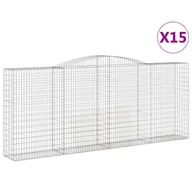 Ogrodzenia - vidaXL Gabiony z wysokim łukiem 15 szt. 400x50x160/180cm Ocynkowane żelazo - miniaturka - grafika 1