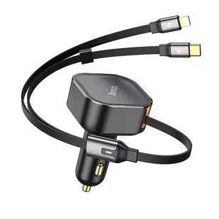 HOCO ładowarka samochodowa z kablem teleskopowym Typ C + Lightning QC PD 30W NZ13 czarna - Akcesoria do smartwatchy - miniaturka - grafika 1