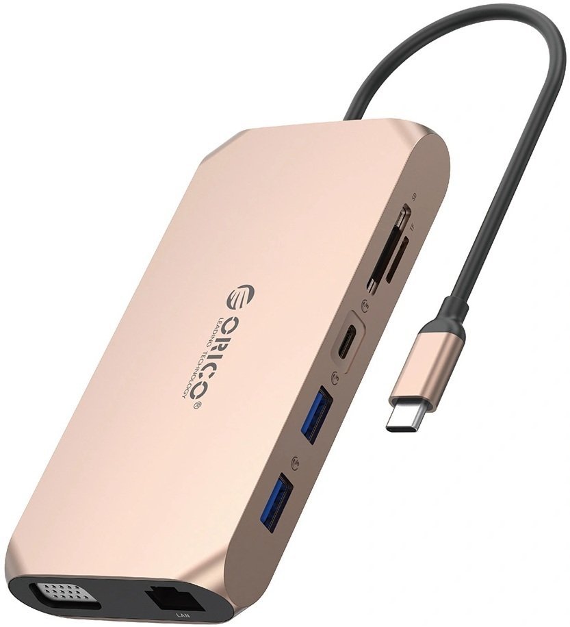 Stacja/replikator Orico XCR 12w1 USB-C różowe złoto ORICO-XCR-X11-RG-BP