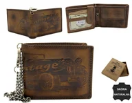 Portfele - Portfel Męski Wild Skóra Naturalna Duży Poziomy Dwa Skrzydełka I Łańcuszek N992C BRĄZOWY RFID ,,VINTAGE,, 12 x 9,5 x 3 [cm] - miniaturka - grafika 1