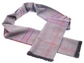 Apaszki i szaliki męskie - Szaro-czerwony szalik męski I50 - miniaturka - grafika 1