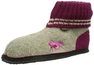 Kapcie damskie - Pferdefreunde 250078 dziewczęce kapcie, beżowy - Beige Beige Burgund - 22 EU - miniaturka - grafika 1