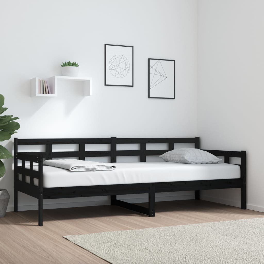 Łóżko dzienne czarne sosna 80x200 cm