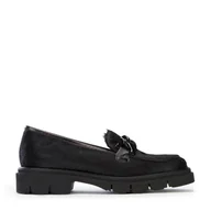 Mokasyny damskie - Damskie mokasyny skórzane z włosiem z grubym łańcuchem czarne - Wittchen - miniaturka - grafika 1