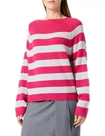 Swetry damskie - Gerry Weber Damski sweter 871035-35707, szary/fioletowy/różowy w paski, 40 - miniaturka - grafika 1