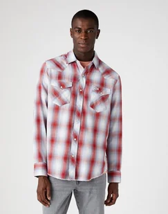 Wrangler Ls Western Shirt Męska Koszula W Kratę Długi Rękaw Flame Red W5A0Bjr06-M - Koszule męskie - miniaturka - grafika 1