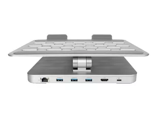 DIGITUS Stojak przenośny do notebook/tablet regulowany ze stacją dokującą 6-portów USB Typ C RJ45 HDMI alum - Akcesoria na biurko - miniaturka - grafika 1