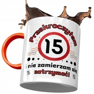 Kubki - Kubek Pomarańczowy na Urodziny 15 15ste 15-ste z Nadrukiem ze Zdjęciem + Opakowanie na prezent (wzór 03) - miniaturka - grafika 1