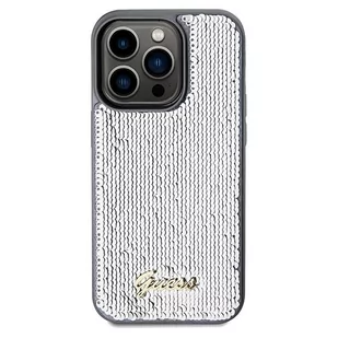 Etui Guess GUHCP14LPSFDGSS Apple iPhone 14 Pro hardcase Sequin Script Metal srebrny/silver - Etui i futerały do telefonów - miniaturka - grafika 4