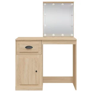 Toaletka z lampkami LED, dąb sonoma, 90x42x132,5 cm  Lumarko! - Toaletki - miniaturka - grafika 6