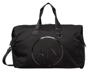 Armani Exchange Męska bluza z logo Antigua, Sustainable, Glossy Circular Logo Duffle, Black, czarny, jeden rozmiar - Torby męskie - miniaturka - grafika 1