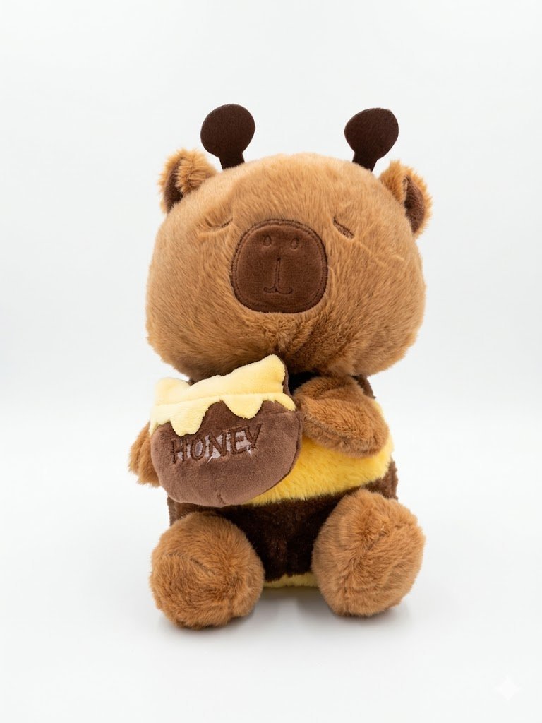 Maskotka Pluszowa Kapibara-Pszczoła ze Słoikiem Miodu, 20 cm