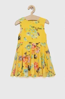 Sukienki i spódniczki dla dziewczynek - Desigual sukienka bawełniana dziecięca kolor żółty mini rozkloszowana - grafika 1