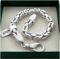 Bransolety męskie - GRUBA BRANSOLETKA MĘSKA SPLOT KRÓLEWSKI, SREBRO PRÓBA 925, 23cm/6mm GRAWER - miniaturka - grafika 1