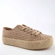 Trampki damskie - Lee Cooper LCW-25-08-3646L damskie trampki espadryle beżowe - miniaturka - grafika 1