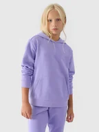 Bluzy dla dziewczynek - 4F Bluza dresowa nierozpinana z kapturem dziewczęca - fioletowa 164 (13-14 lat) - miniaturka - grafika 1