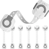 Zawiasy, okucia i inne akcesoria - Blokada zabezpieczająca dla dzieci, szara i biała, 6 szt., do szafek, szuflad i lodówek. - miniaturka - grafika 1