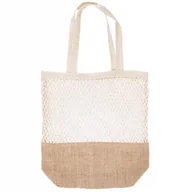 Torby i wózki na zakupy - Torba, siatka, reklamówka bawełniana, jutowa, na zakupy, zakupowa, pleciona, NATURAL, 42x13x28 cm O-731414 - miniaturka - grafika 1