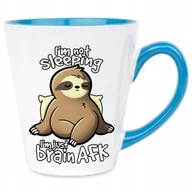 Kubki - Kubek Latte Niebiesko Biały IM JUST BRAINAFK 300 ml Prezent Zabawne Wzory - miniaturka - grafika 1