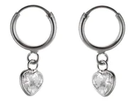 Kolczyki - KOLCZYKI SREBRNE KÓŁKA Z PRZYWIESZKĄ SERCE K2609 - 1,4g. - miniaturka - grafika 1