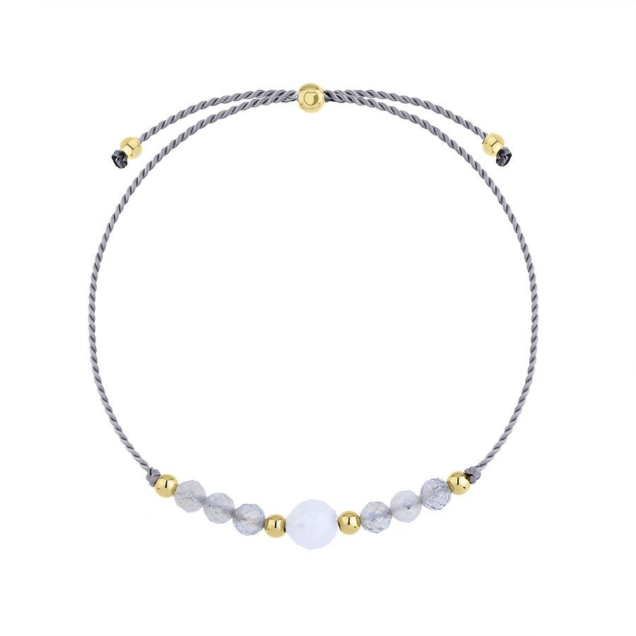 Bransoletka zodiakalna Rak Labradoryt i Kamień Księżycowy na sznurku