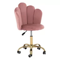 Krzesła - Krzesło obrotowe muszelka DC-907-S brudny róż welur, złota noga - miniaturka - grafika 1