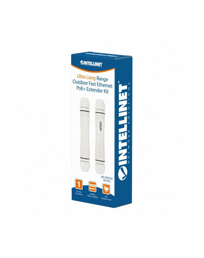 Intellinet Zewnętrzny łącznik RJ45 PoE+ 30W, do 1000m, zestaw 2 szt, IP67 561952