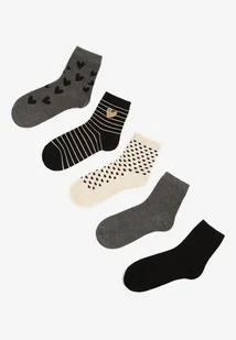 Wielokolorowe Skarpety za Kostkę z Bawełny z Sercami 5-Pack Creita - Skarpetki damskie - miniaturka - grafika 1