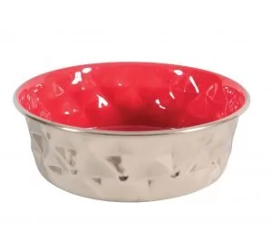 Zolux ZOLUX Miska inox DIAMOND 550 ml kol. Czerwony - Miski dla psów - miniaturka - grafika 1