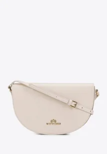 Damska saddle bag z groszkowanej skóry kremowa - Torebki damskie - miniaturka - grafika 1