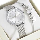 Biżuteria religijna - Zestaw Komunijny zegarek Paul Lorens VANESSA srebrny + bransoletka SS-042-S - miniaturka - grafika 1