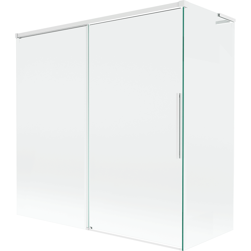 Mexen Rox L parawan nawannowy 2-skrzydłowy rozsuwany 160 + 70 x 150 cm, transparent, biały - 8C9L-160-070-20-00