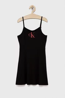 Stroje kąpielowe - Calvin Klein Jeans sukienka plażowa dziecięca kolor czarny - grafika 1