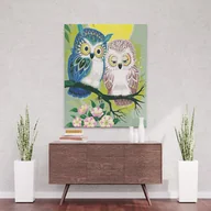 Malowanie po numerach - Dobrana sowia para - Malowanie po numerach 50x40 cm - miniaturka - grafika 1