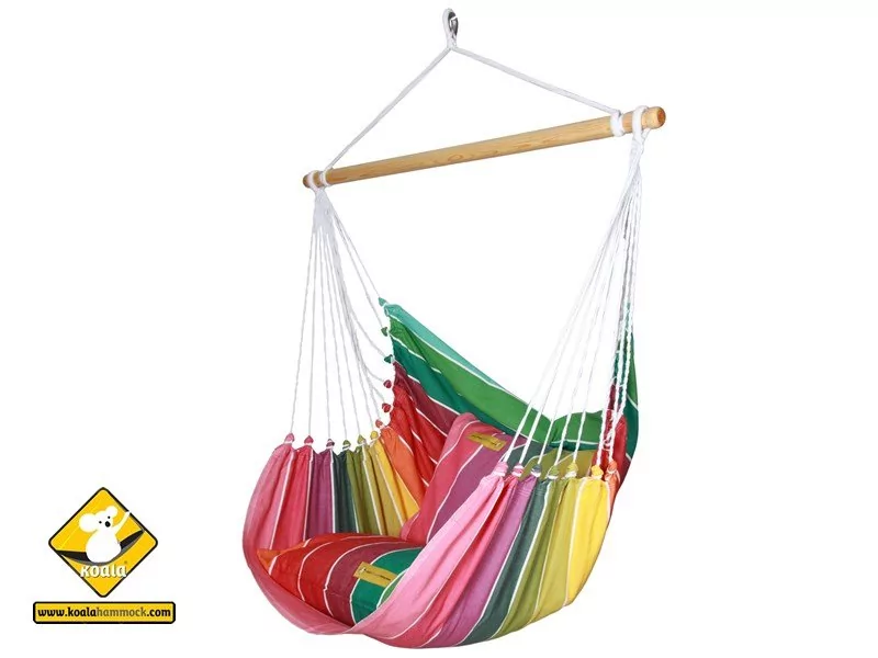 Leżak hamakowy na drążku KOALA Rainbow, paski