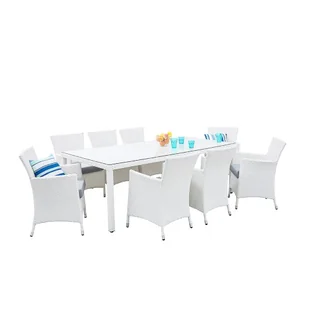 Beliani Stół ogrodowy rattanowy 220 cm z 8 rattanowymi krzesłami - ITALY - Meble ogrodowe - miniaturka - grafika 1