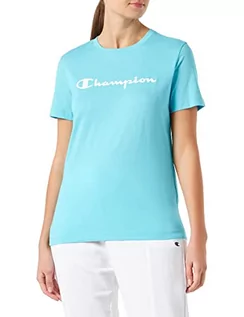 Koszulki i topy damskie - Champion Damska koszulka z logo Legacy American Classics Regular S/S, błękitna, XS - grafika 1