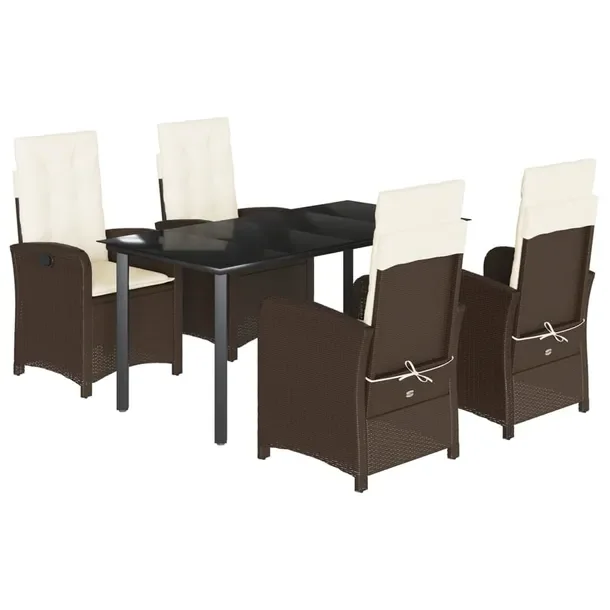 Zestaw mebli ogrodowych rattan PE, stół 160x80x74 cm, krzesła 57x58,5x93