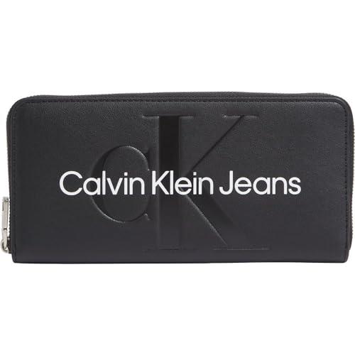Calvin Klein Jeans Damskie portfele mono z zamkiem błyskawicznym, Modny czarny, One Size
