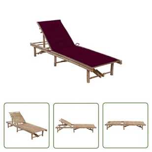 The Living Store Ogrodowy leżak z poduszką - bambusowy - Leżak - Leżaki ogrodowe The Living Store Ogrodowy leżak z poduszką - bambusowy - Leżak - Leżaki ogrodowe - miniaturka - grafika 1