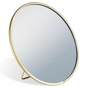 Lusterko lustro kosmetyczne do makijażu stojące metalowe złote 15 cm kod: O-569558 - Lusterka do makijażu - miniaturka - grafika 1
