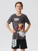 Piżamy chłopięce - Sinsay - Bawełniana piżama dwuczęściowa z nadrukiem Looney Tunes - szary - miniaturka - grafika 1