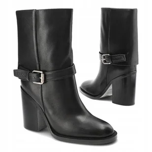 Czarne botki krótkie kozaki damskie Carinii B9940 skóra eleganckie R.37 - Botki damskie - miniaturka - grafika 1