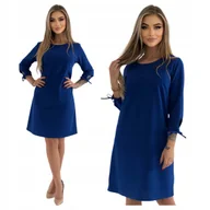 Sukienki - ELEGANCKA CHABROWA SUKIENKA Z WIĄZANYM RĘKAWEM ROZMIAR 40 POLSKI PRODUCENT - miniaturka - grafika 1