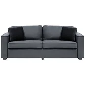 Sofy i kanapy - Beliani Sofa trzyosobowa welur ciemnoszara FALUN - miniaturka - grafika 1