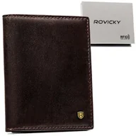 Portfele - ROVICKY Skórzany portfel męski pionowy bez zapięcia duży brązowy karty gotówka cienki elegancki na prezent antykradzieżowy ochrona RFID - miniaturka - grafika 1