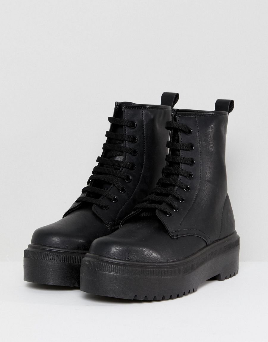 ASOS DESIGN CZARNE BOTKI DAMSKIE Z PŁASKIM OBCAS 37 14CA