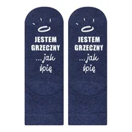 Skarpetki dla dzieci - Skarpetki dziecięce granatowe SOXO z napisami zabawne - 22–24 - miniaturka - grafika 1