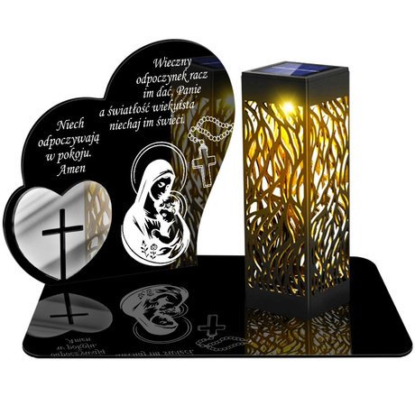 ZNICZ SOLARNY LED WIECZNY PODSTAWKA NA CMENTARZ GRÓB lampka Serce 3D